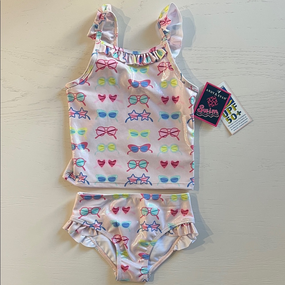 Andy & Evan Foil Sunglasses Tankini Swim Set 4 6 6x - Picture 2 of 4